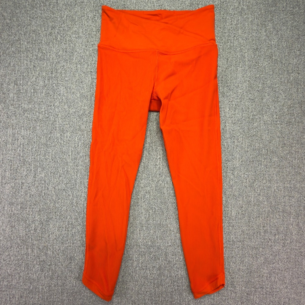 Athleta Elation Crossover Rib 7/8 Leggings Orange Size S Activewear Yoga